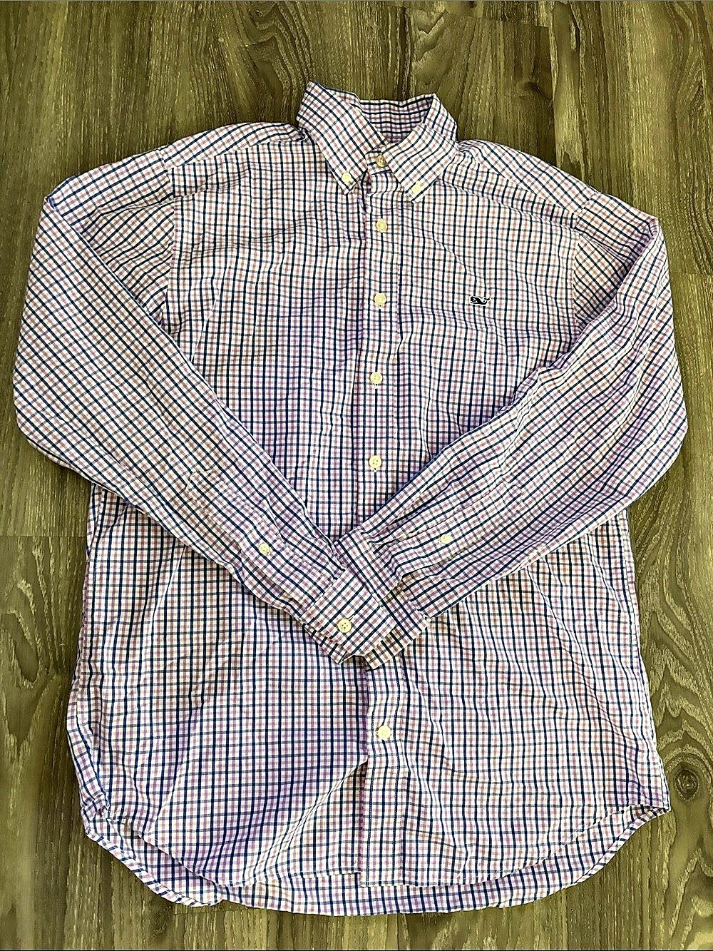 vineyard vines Slim Fit Whale Shirt Plaid Cotton Shirt Size Medium Like New